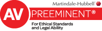 Martindale-Hubbell AV preeminent for ethical standards and legal ability